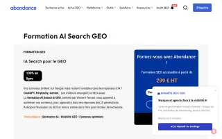 Formation AI Search & GEO landing page on abondance.com, captured 19 Sep 2026
