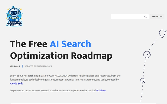 Learning AI Search: The Free AI Search Optimization Roadmap landing page on learningaisearch.com, captured 19 Sep 2026