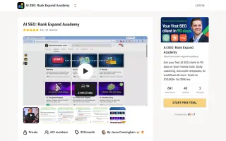AI SEO: Rank Expand Academy landing page on skool.com, captured 19 Sep 2026