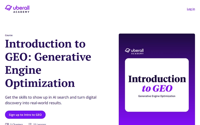 Introduction to GEO landing page on academy.uberall.com, captured 19 Sep 2026